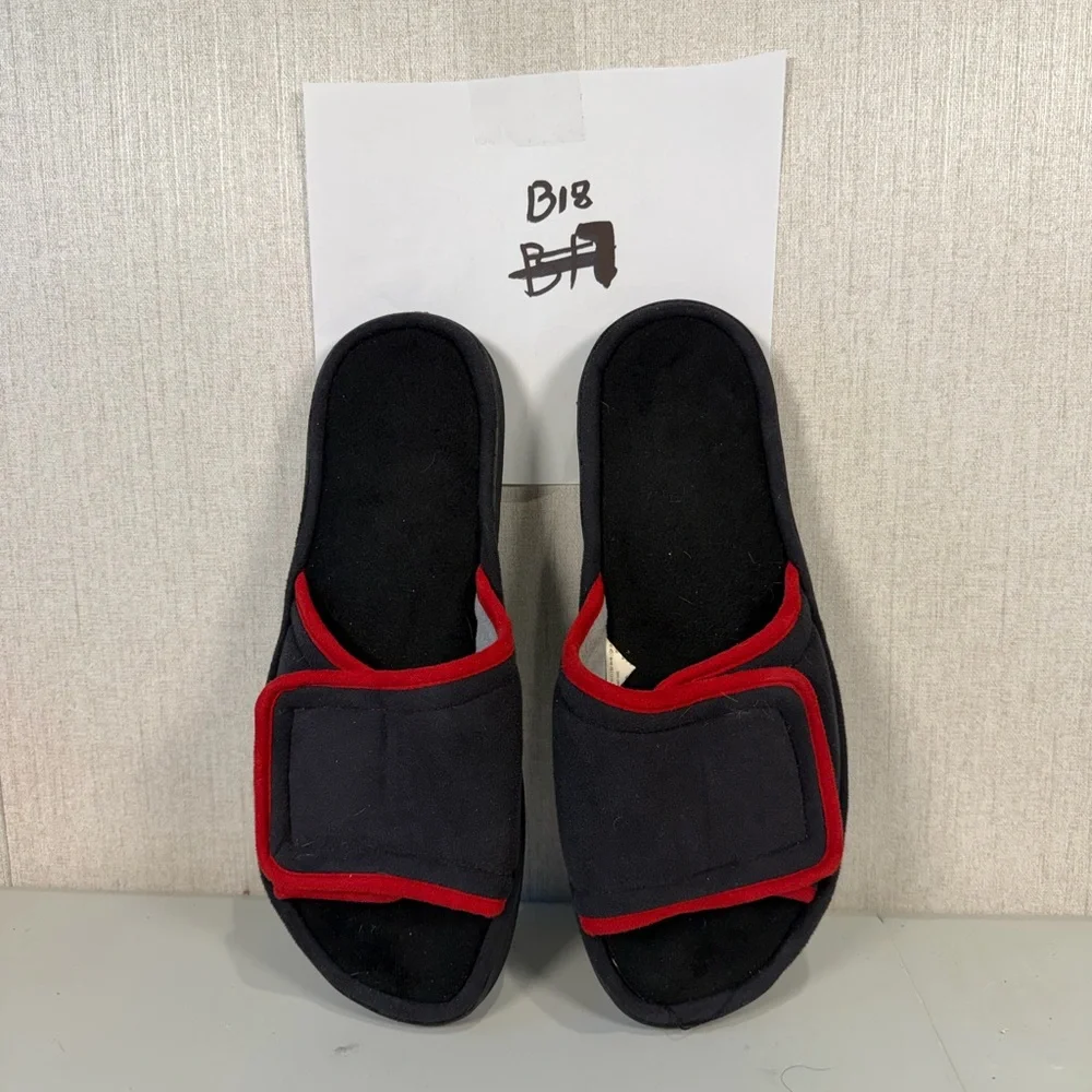 dearfoam slippers mens Size 11-12 Black And Red‎